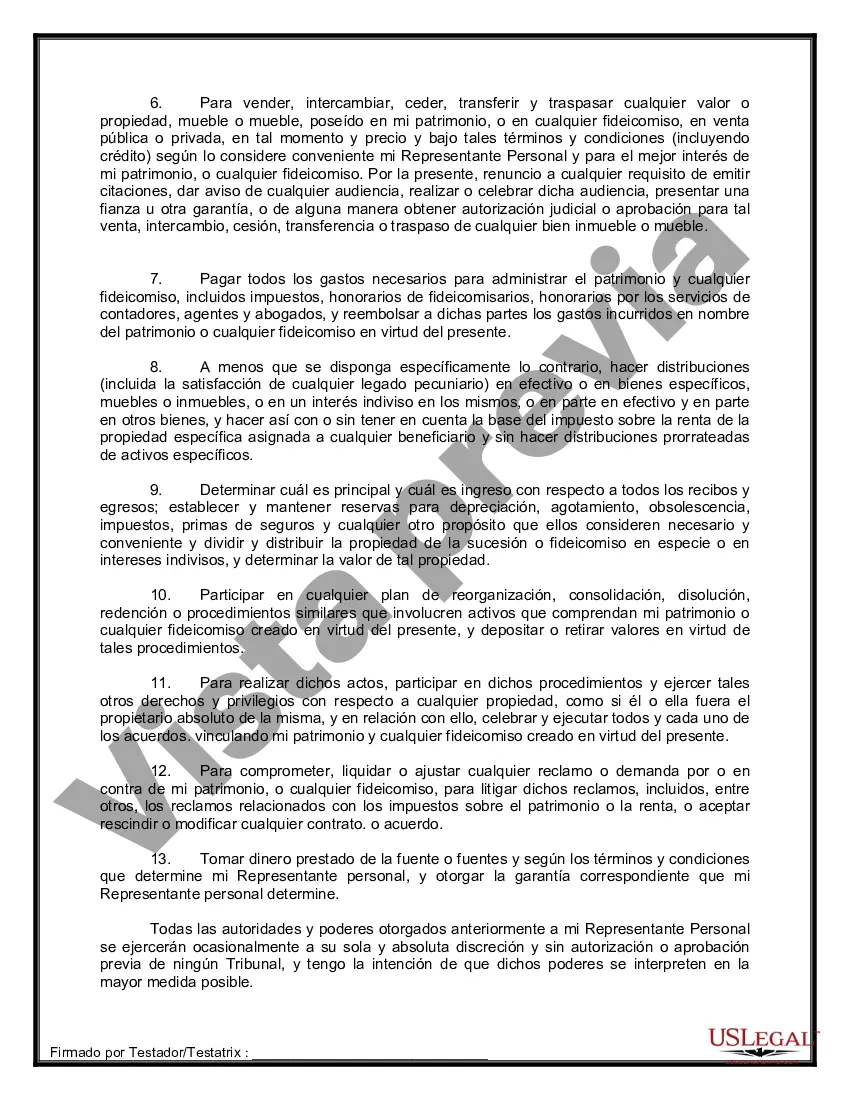 Preview Formulario de última voluntad y testamento legal para persona casada con hijos adultos