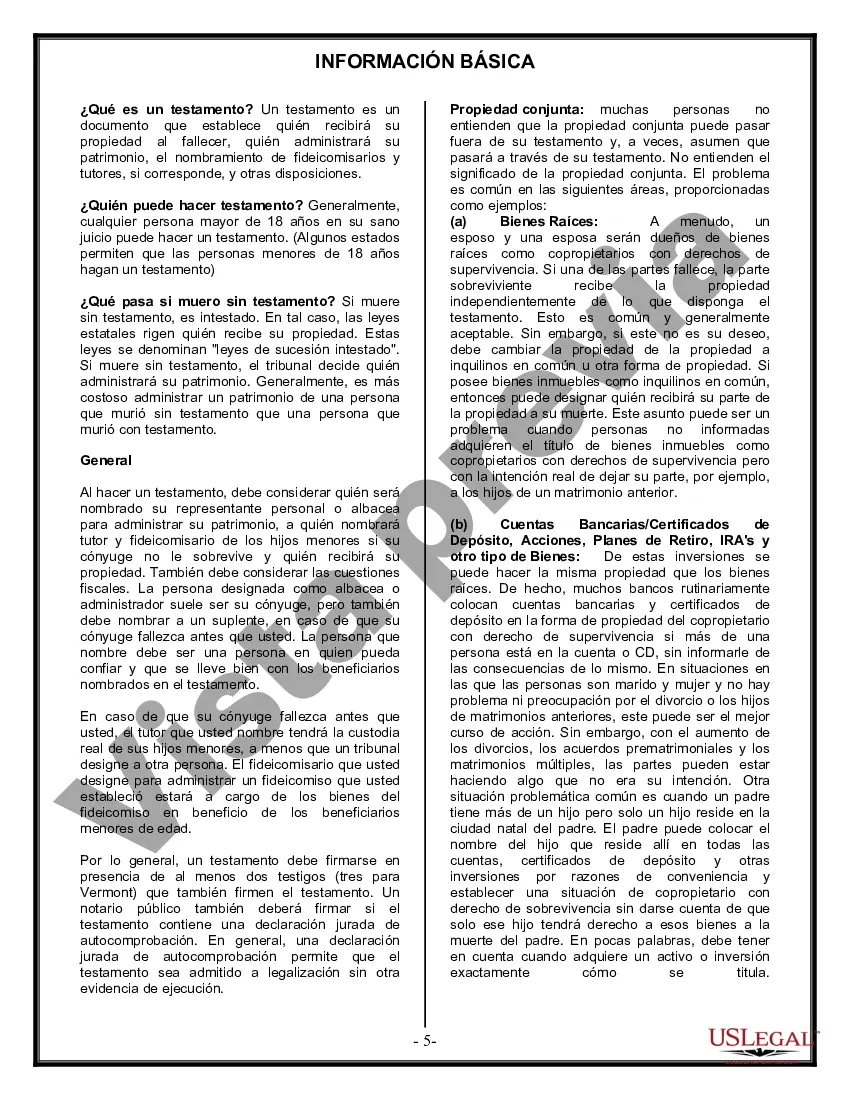 Preview Formulario de última voluntad y testamento legal para persona casada con hijos adultos