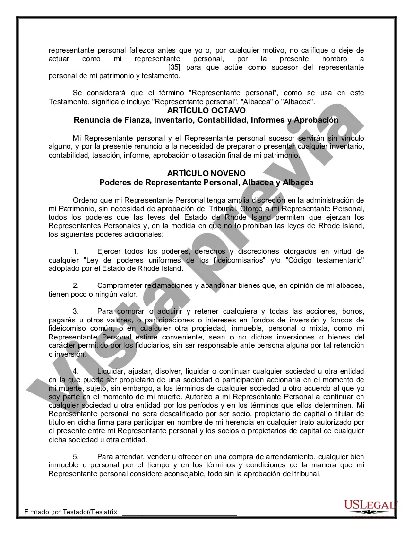Preview Formulario de última voluntad y testamento legal para persona casada con hijos adultos