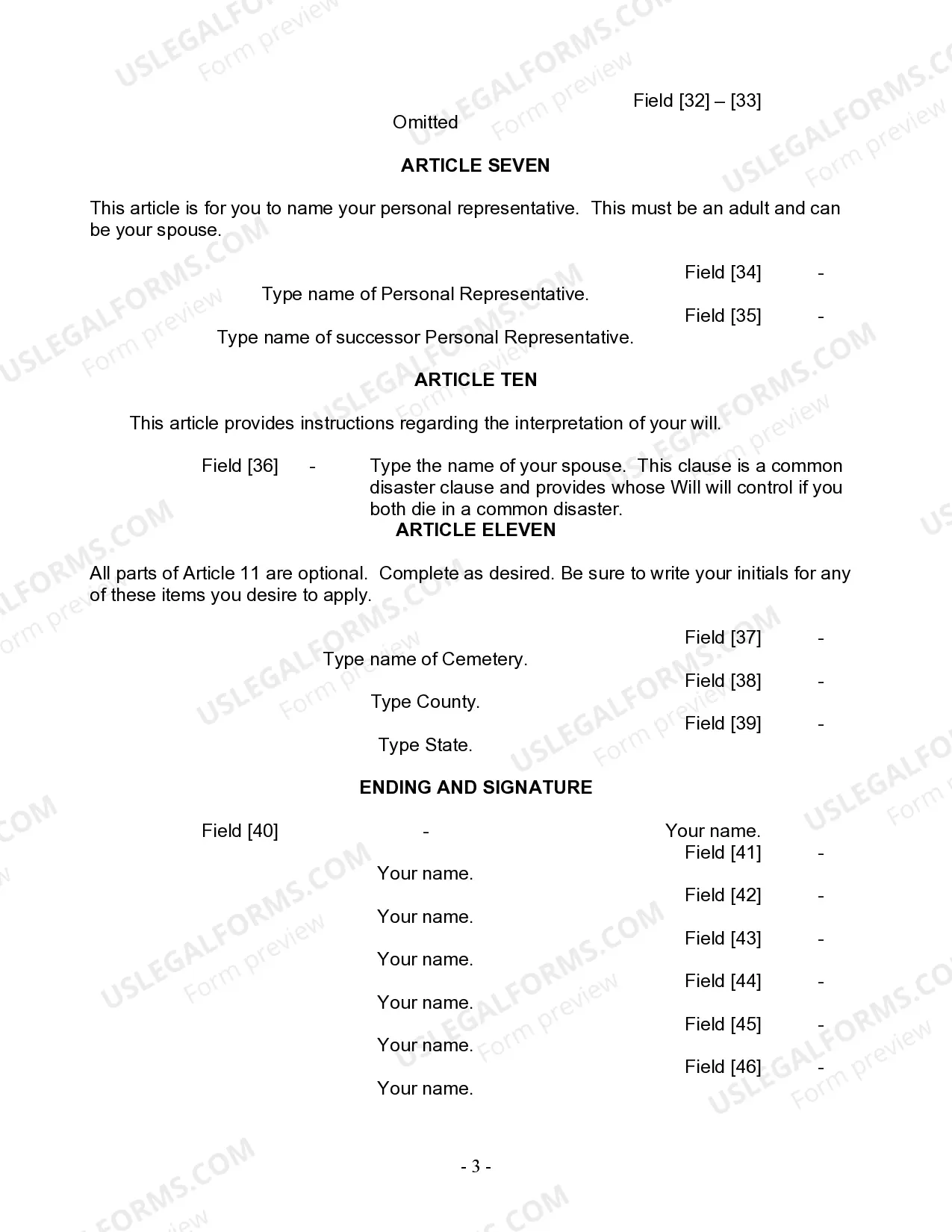 Preview Last Will and Testament for Married person with Adult Children