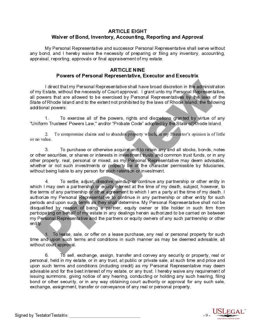 Preview Last Will and Testament for a Married Person with No Children