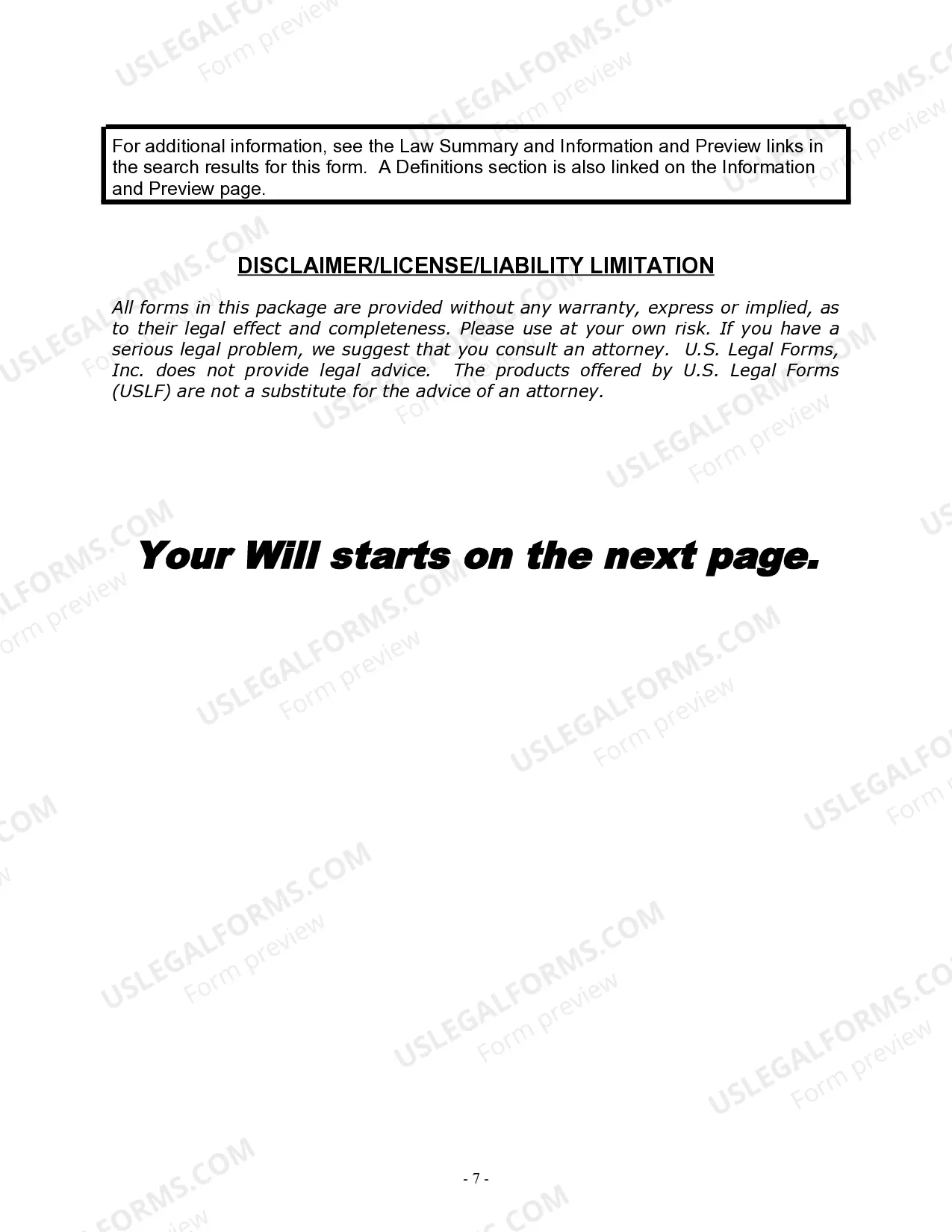 Preview Last Will and Testament for Married person with Minor Children