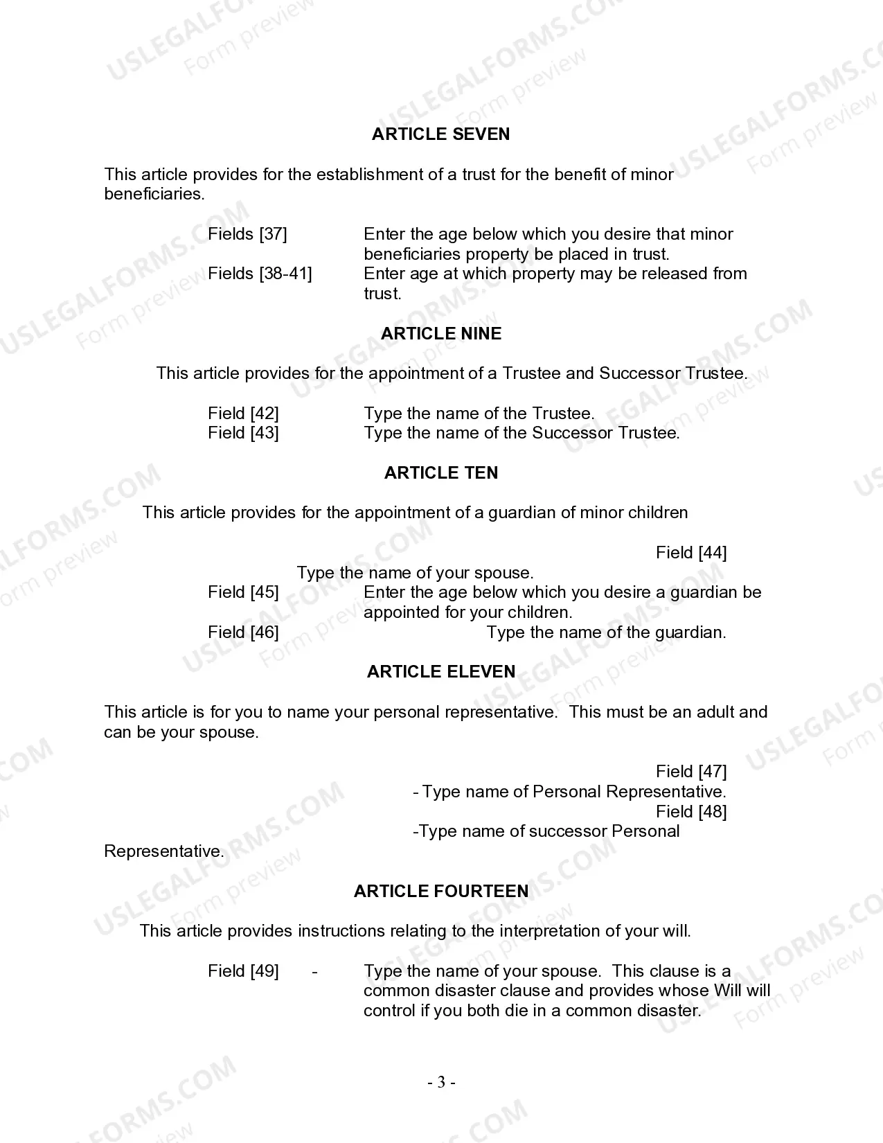 Preview Last Will and Testament for Married Person with Adult and Minor Children