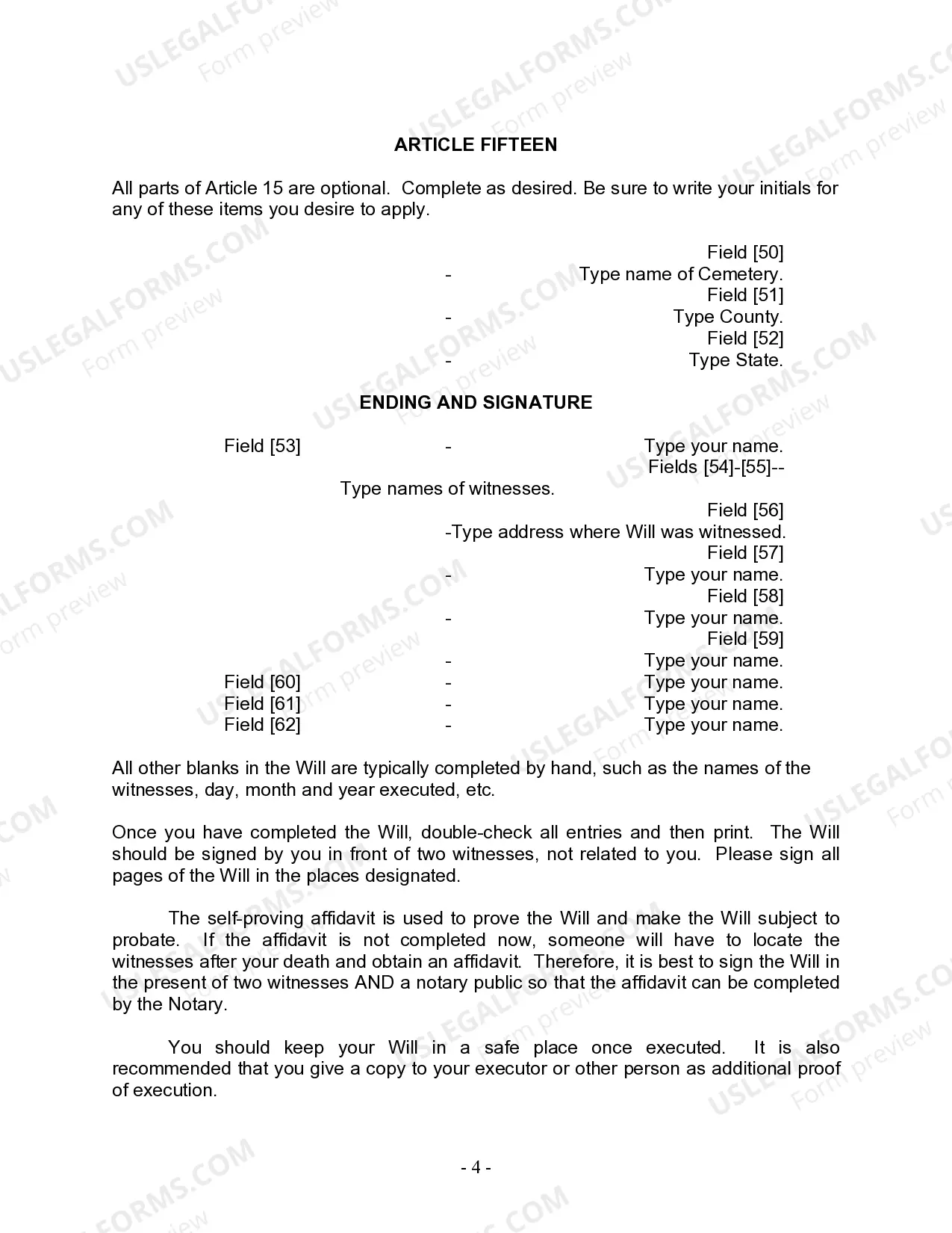 Preview Last Will and Testament for Married Person with Adult and Minor Children