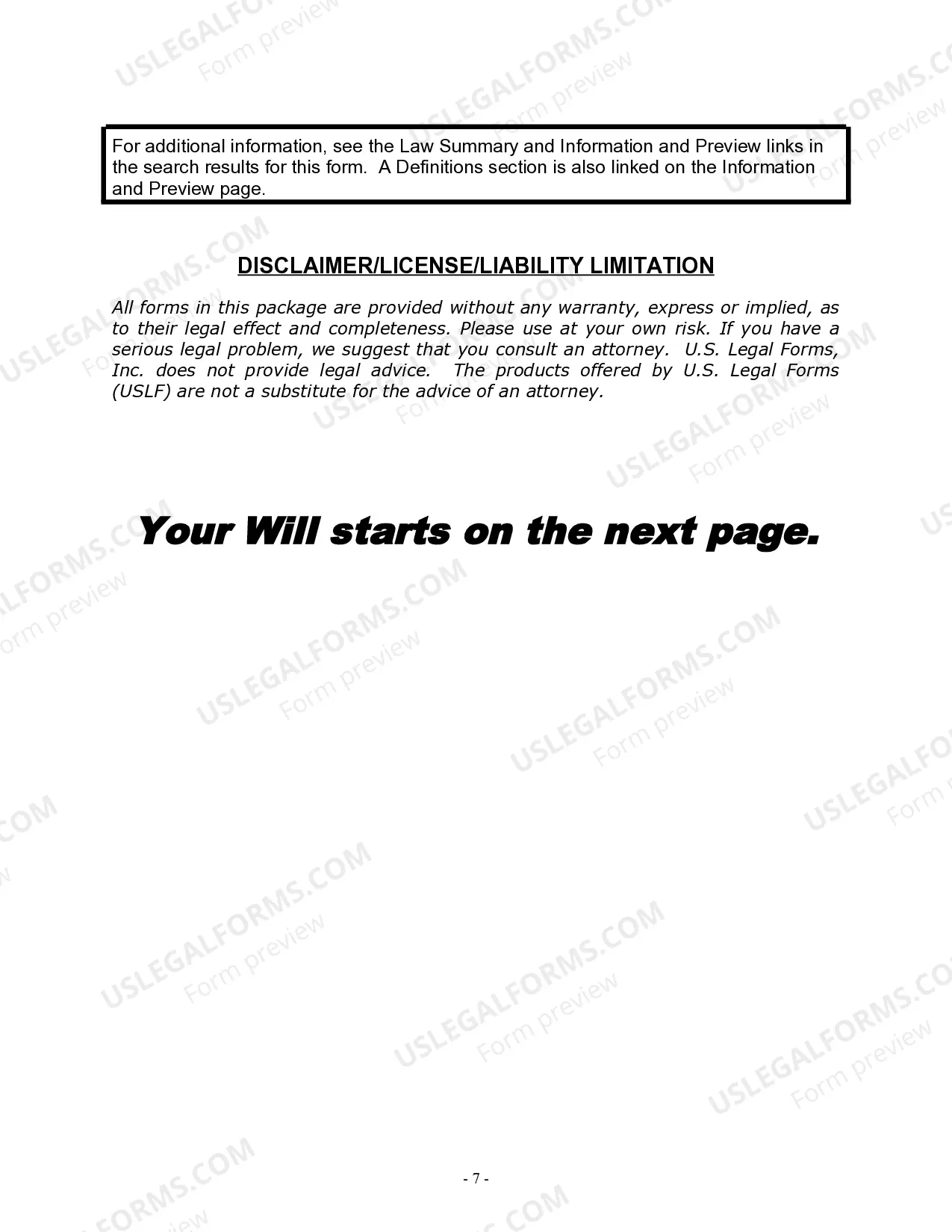 Preview Last Will and Testament for Married Person with Adult and Minor Children