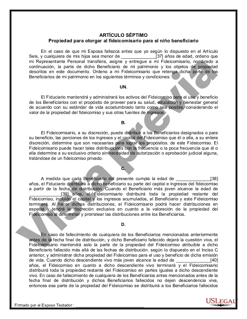 Preview Paquete de Voluntades Mutuas con Últimas Voluntades y Testamentos para Pareja Casada con Hijos Mayores y Menores