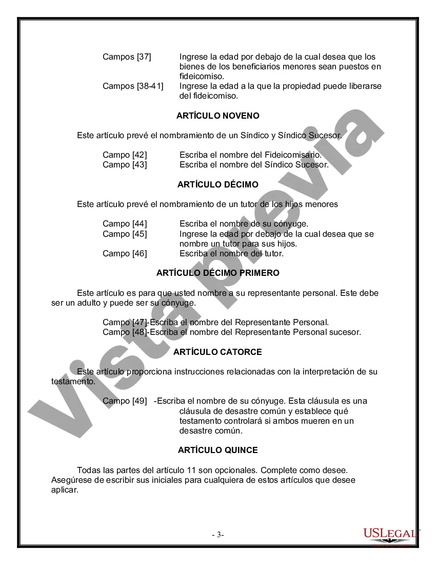 Preview Paquete de Voluntades Mutuas con Últimas Voluntades y Testamentos para Pareja Casada con Hijos Mayores y Menores