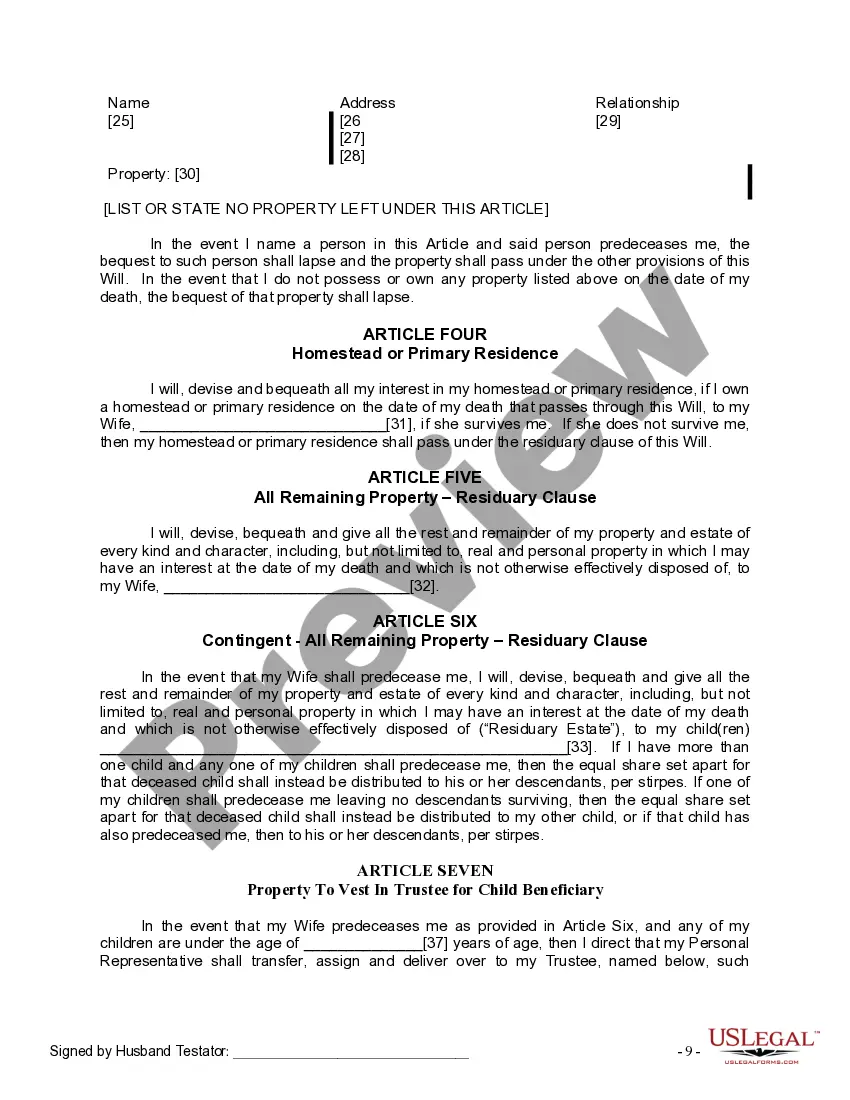 Preview Mutual Wills Package with Last Wills and Testaments for Married Couple with Adult and Minor Children