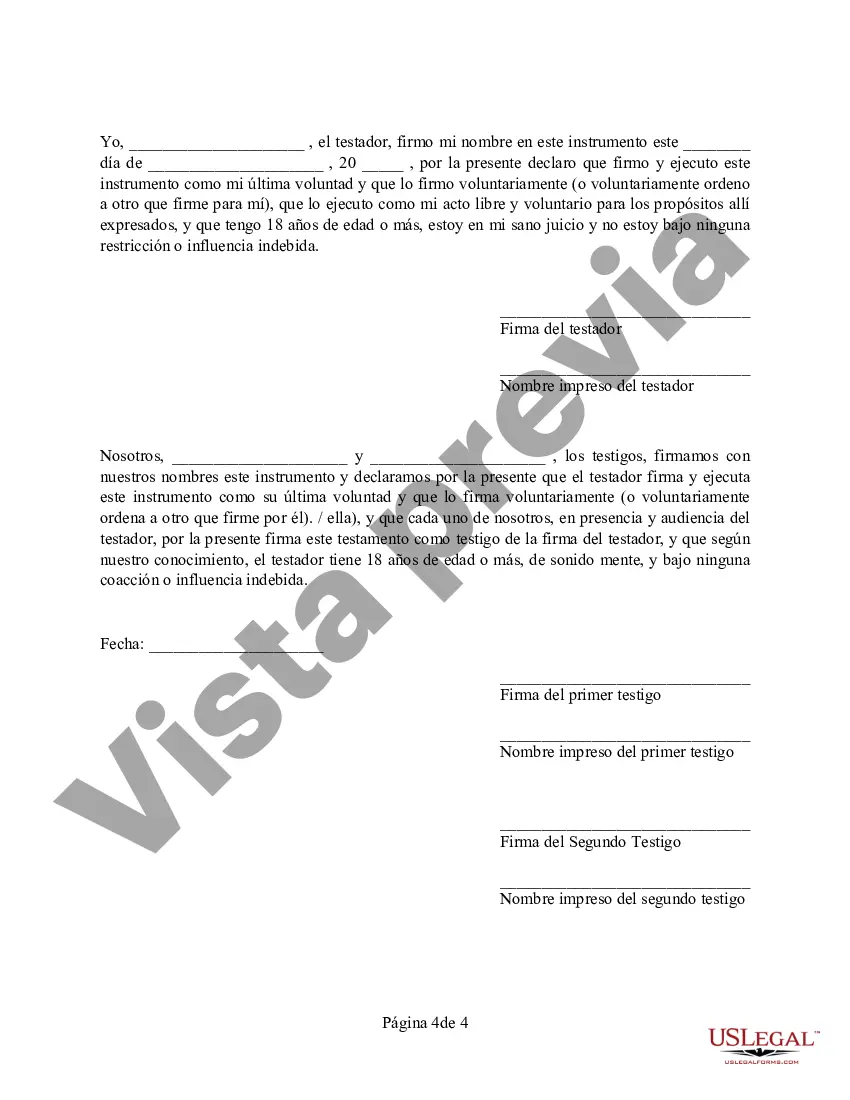 Get Codicilo al formulario de testamento para enmendar su testamento - Testamentary Pet Trust Preview Codicilo al formulario de testamento para enmendar su testamento - Testamentary Pet Trust