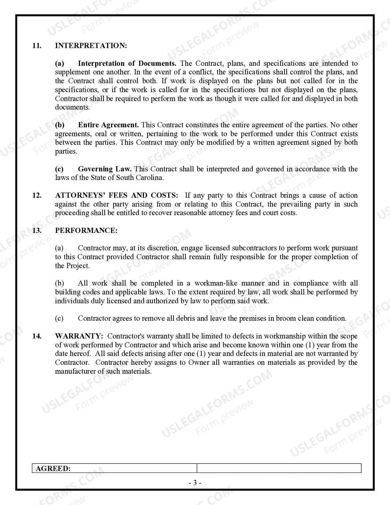 Preview Trim Carpenter Contract for Contractor