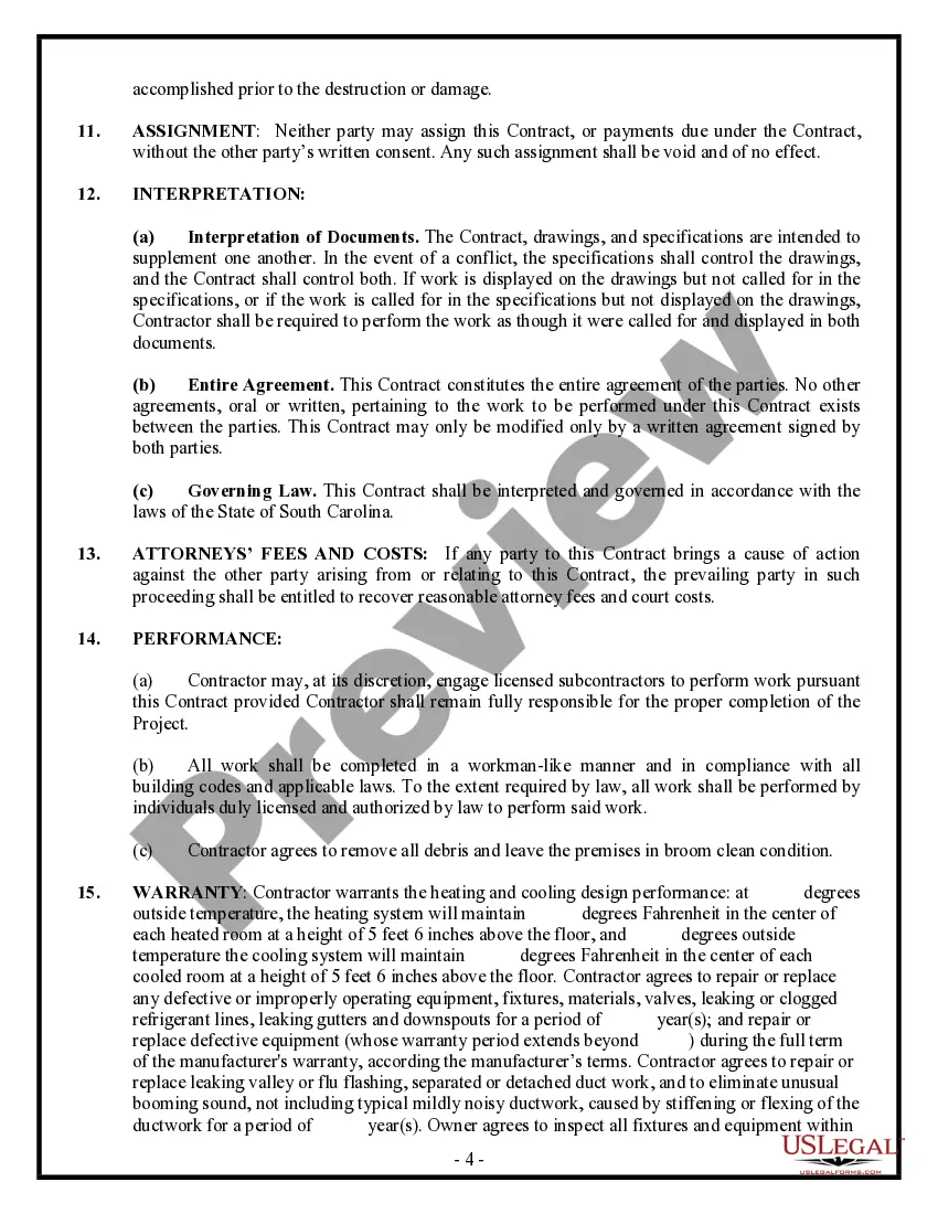 Preview HVAC Contract for Contractor