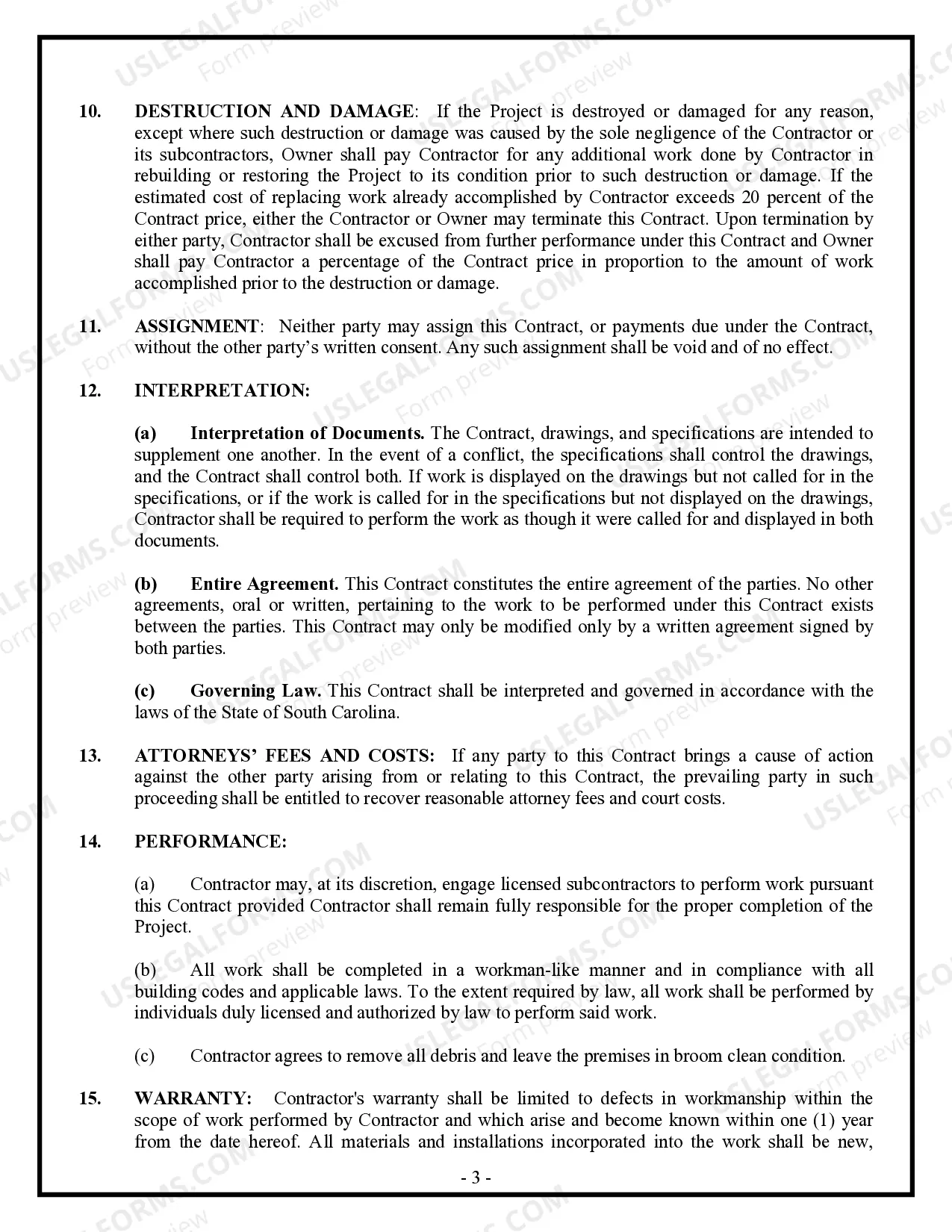 Preview Insulation Contract for Contractor