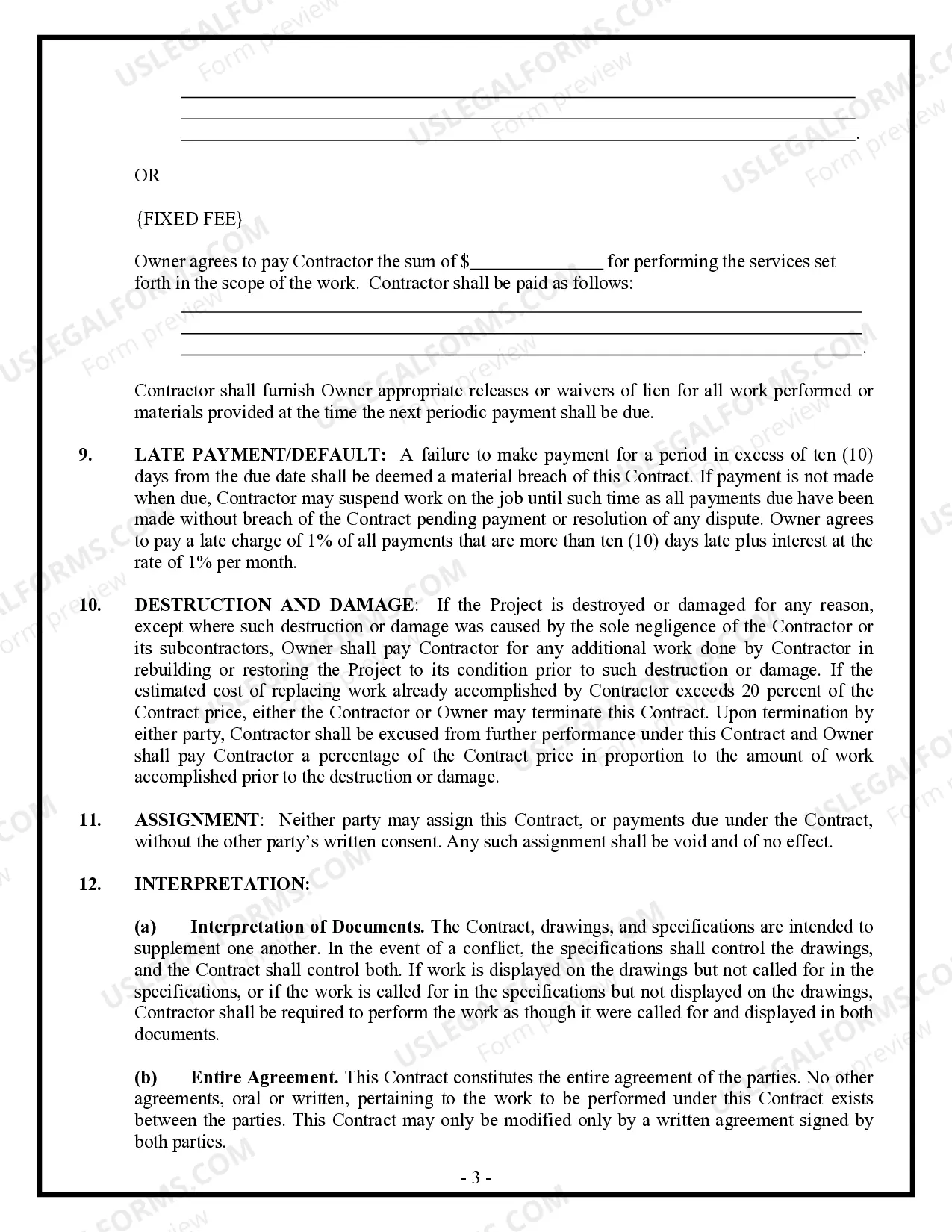 Preview Siding Contract for Contractor
