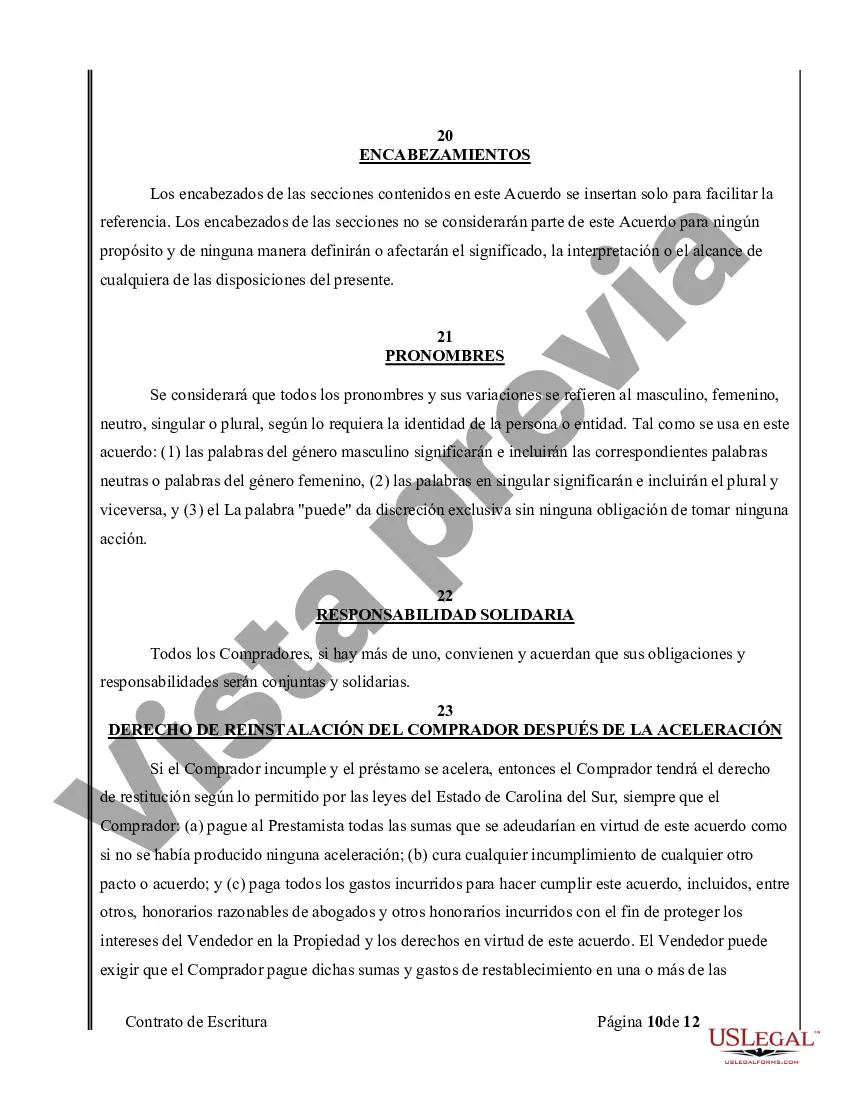 Preview Acuerdo o Contrato de Escritura de Venta y Compra de Bienes Raíces a/k/a Terreno o Contrato de Ejecución
