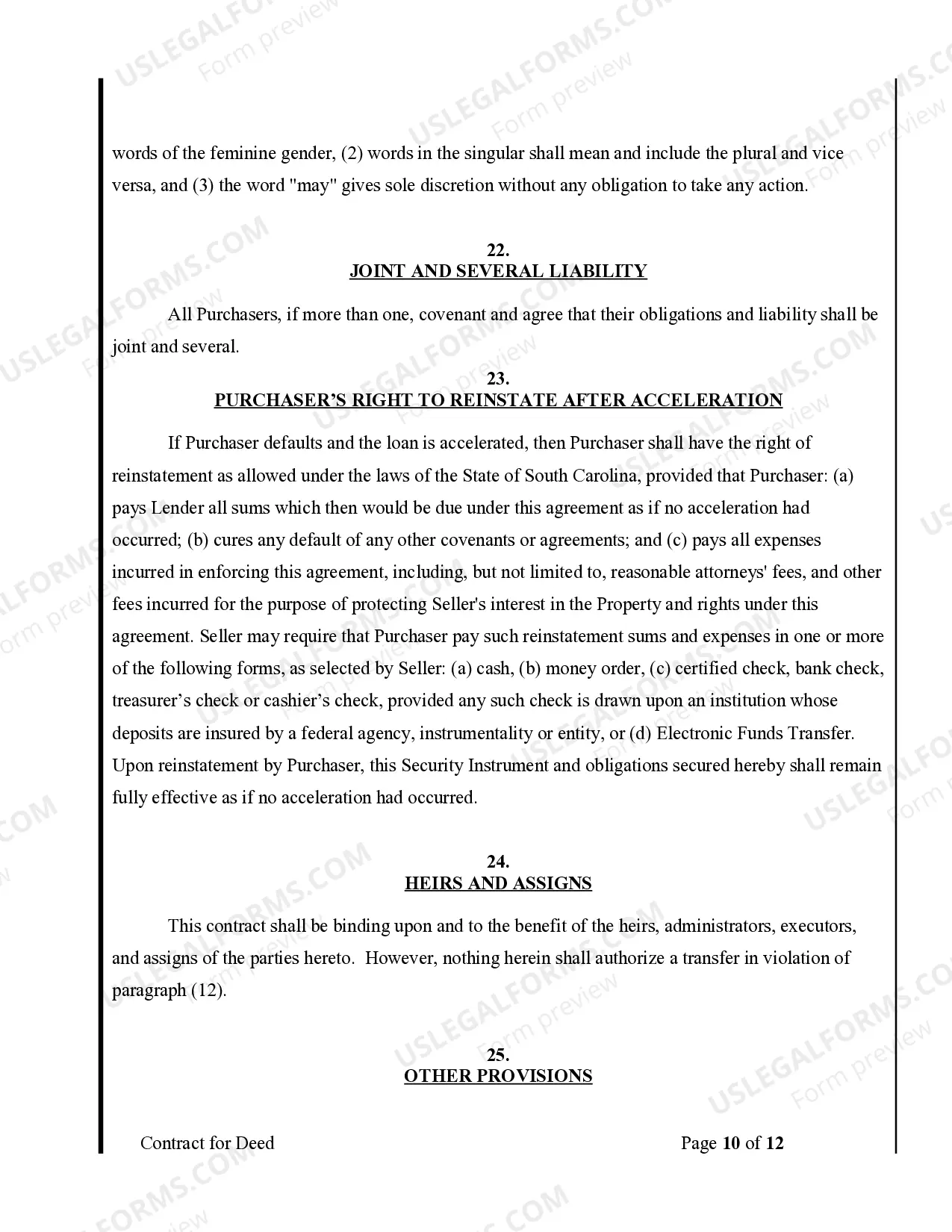 Preview Agreement or Contract for Deed for Sale and Purchase of Real Estate a/k/a Land or Executory Contract