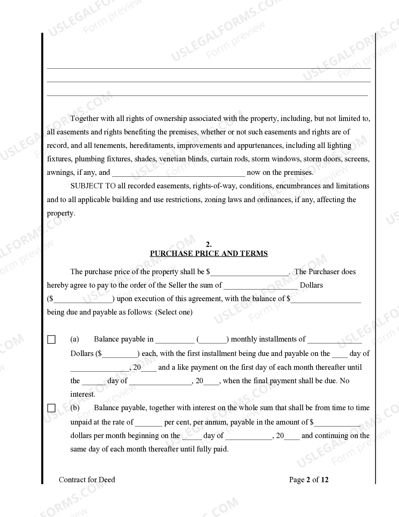 Preview Agreement or Contract for Deed for Sale and Purchase of Real Estate a/k/a Land or Executory Contract