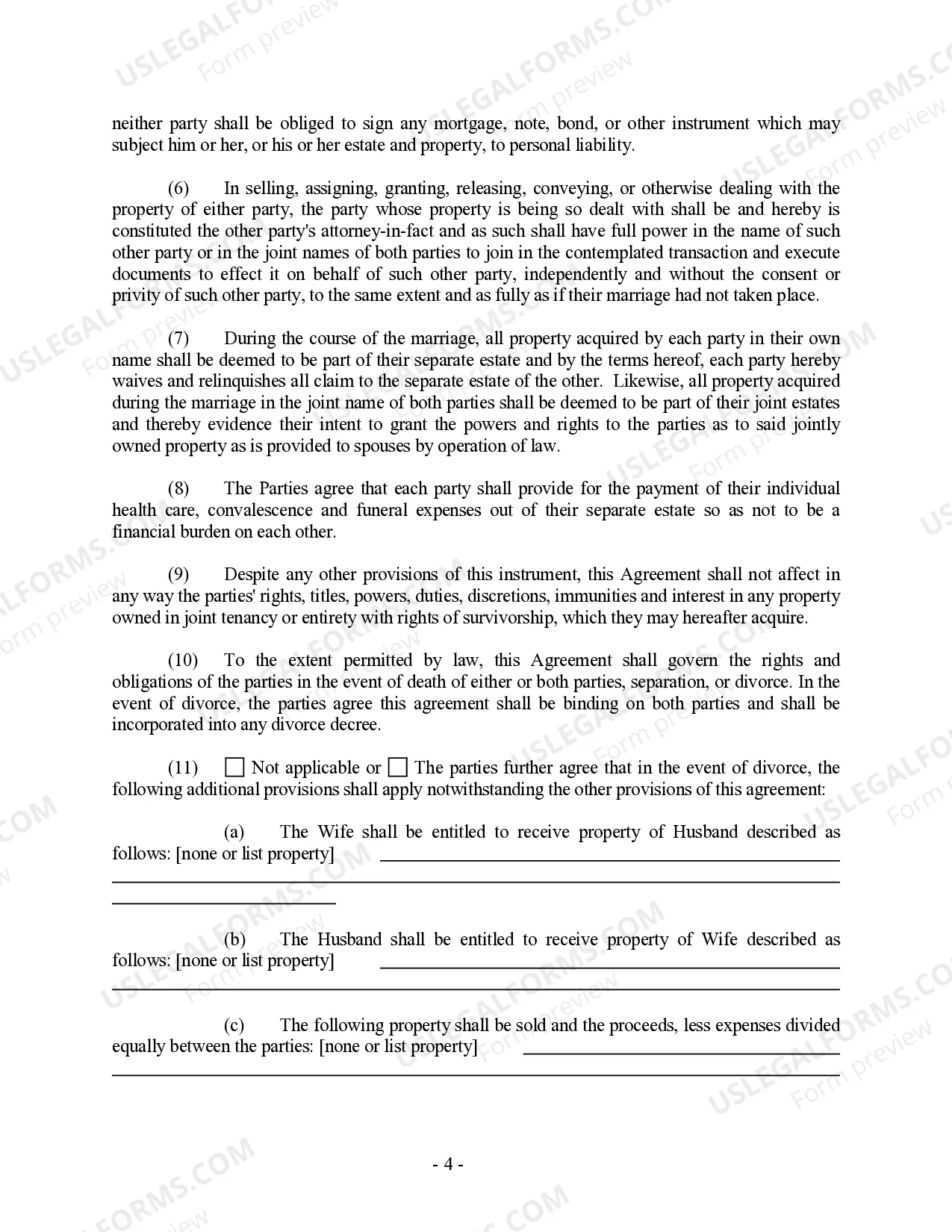 Preview South Carolina Prenuptial Premarital Agreement without Financial Statements