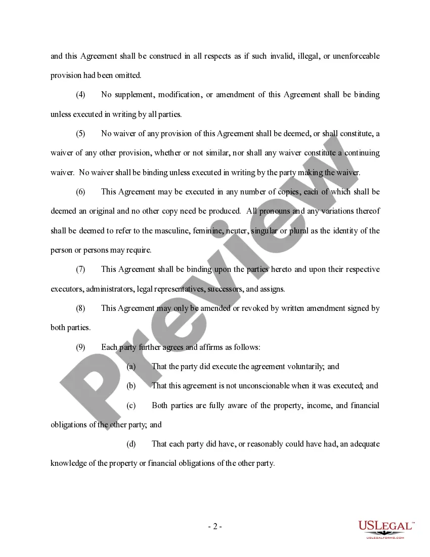 Preview Amendment to Prenuptial or Premarital Agreement