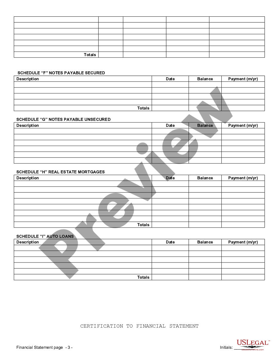 page 7 Financial Statements only in Connection with Prenuptial Premarital Agreement preview