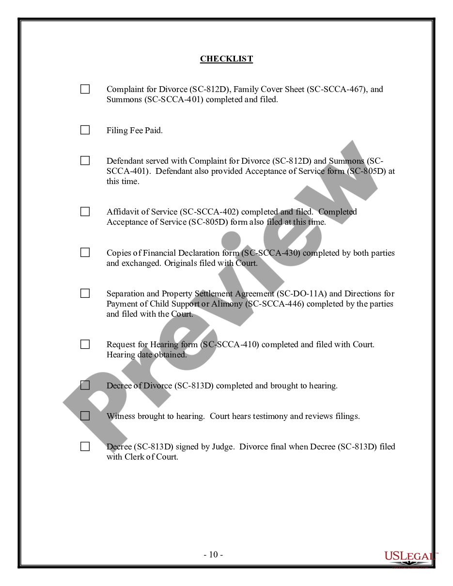 page 9 No-Fault Agreed Uncontested Divorce Package for Dissolution of Marriage for people with Minor Children preview