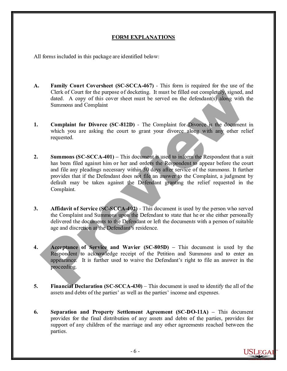 page 5 No-Fault Agreed Uncontested Divorce Package for Dissolution of Marriage for people with Minor Children preview