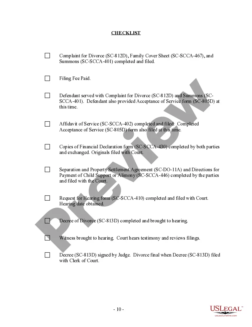 Get South Carolina No-Fault Agreed Uncontested Divorce Package for Dissolution of Marriage for people with Minor Children Preview South Carolina No-Fault Agreed Uncontested Divorce Package for Dissolution of Marriage for people with Minor Children