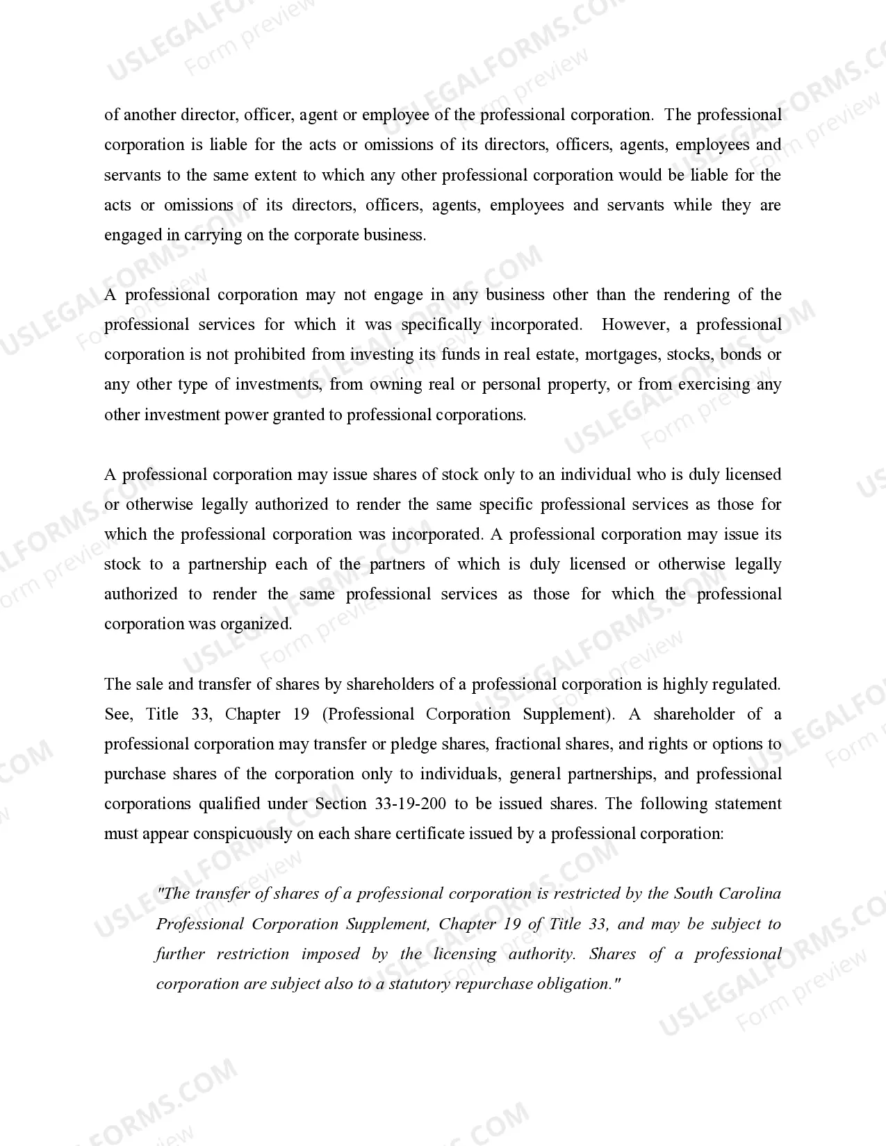 Preview Professional Corporation Package