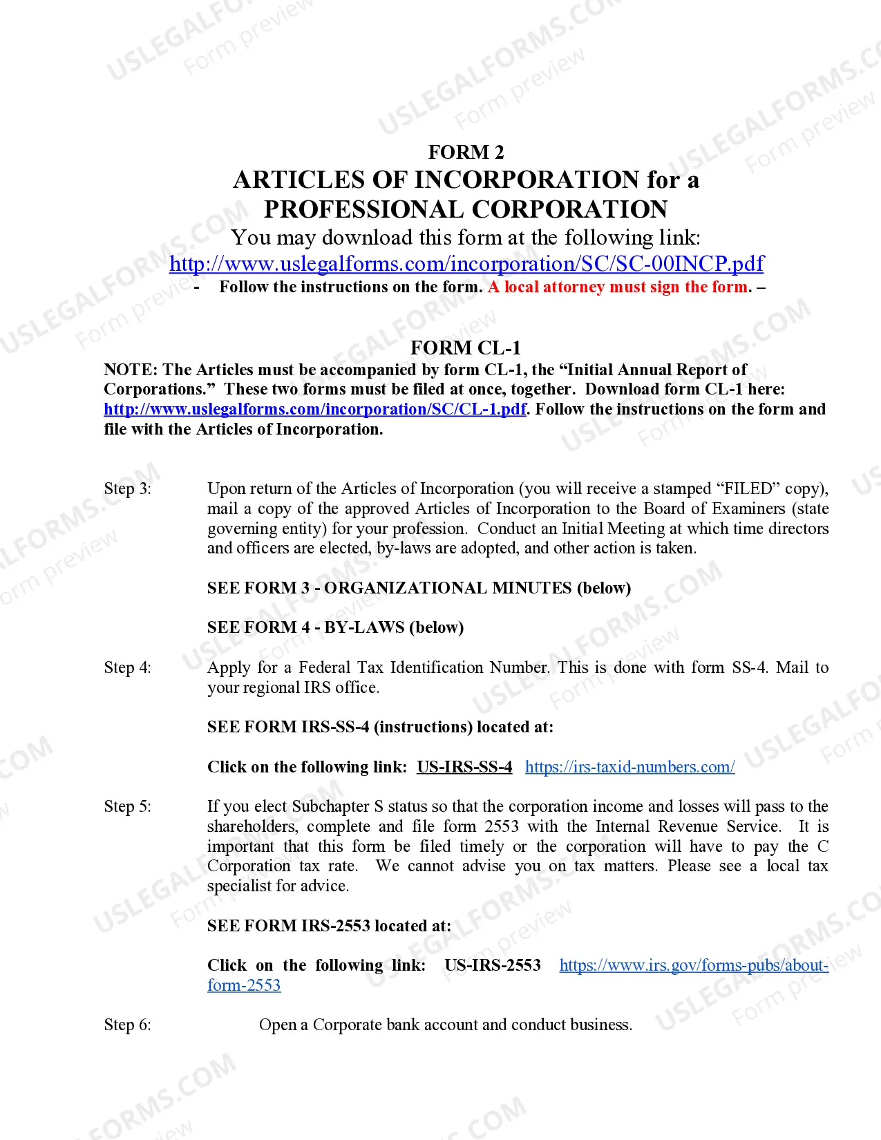 Preview Professional Corporation Package