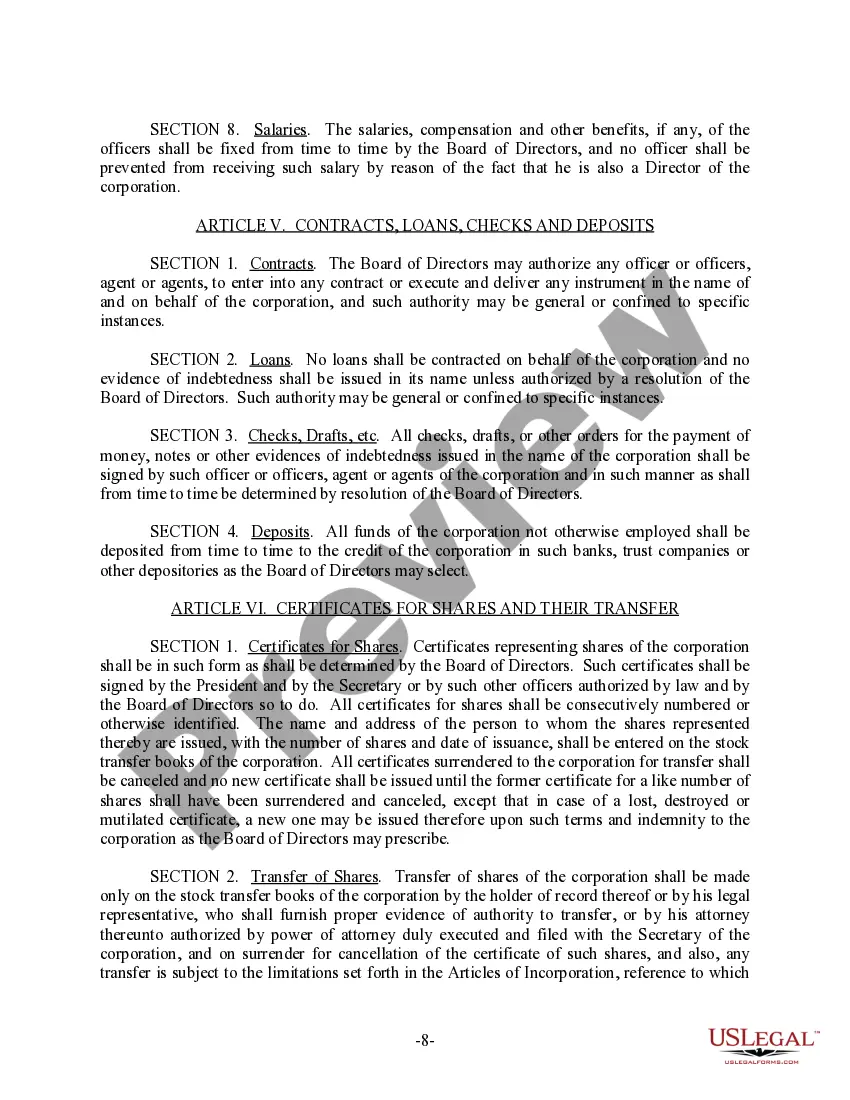 Get South Carolina Bylaws for Corporation Preview South Carolina Bylaws for Corporation