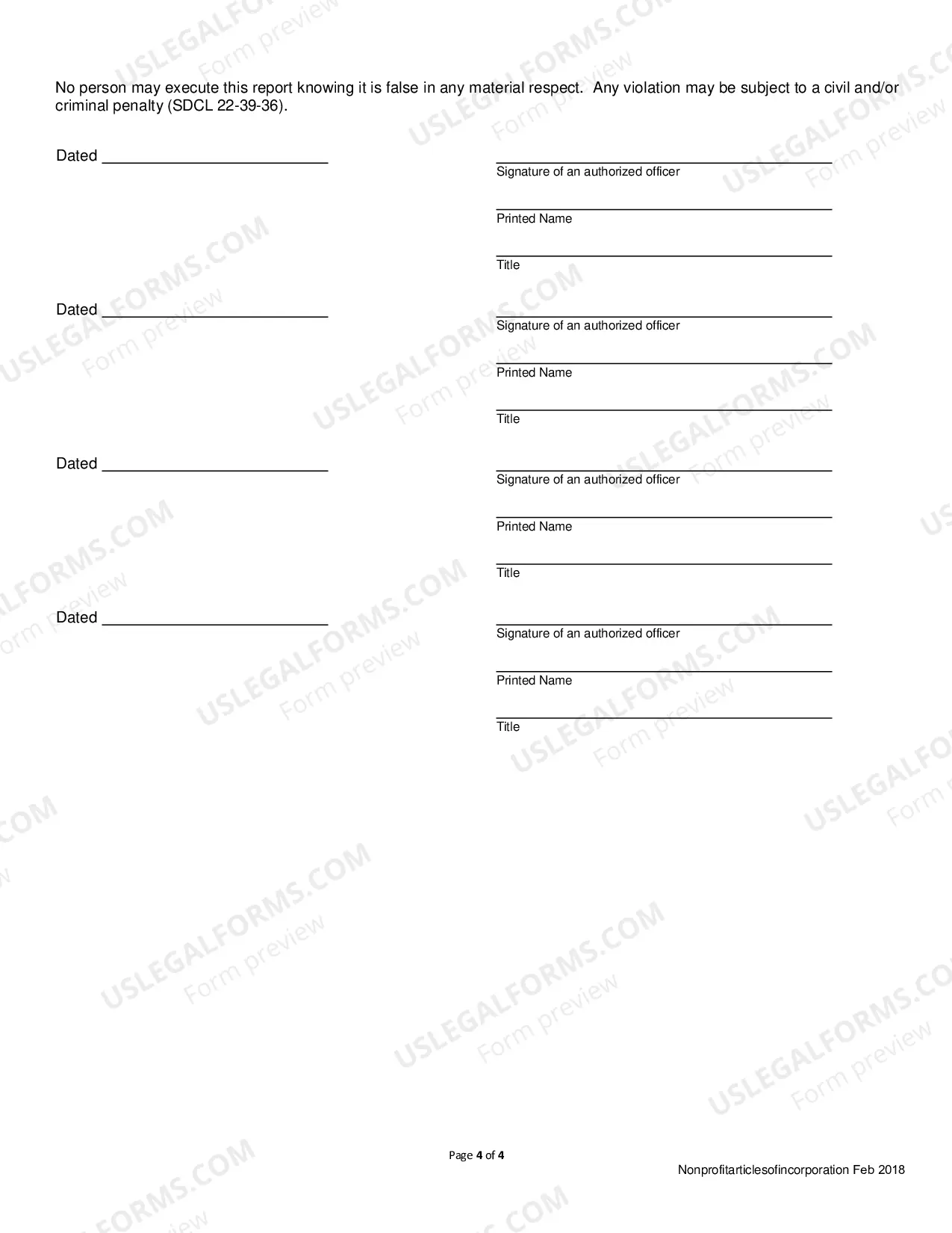 Preview South Carolina Articles of Incorporation for Domestic Nonprofit Corporation