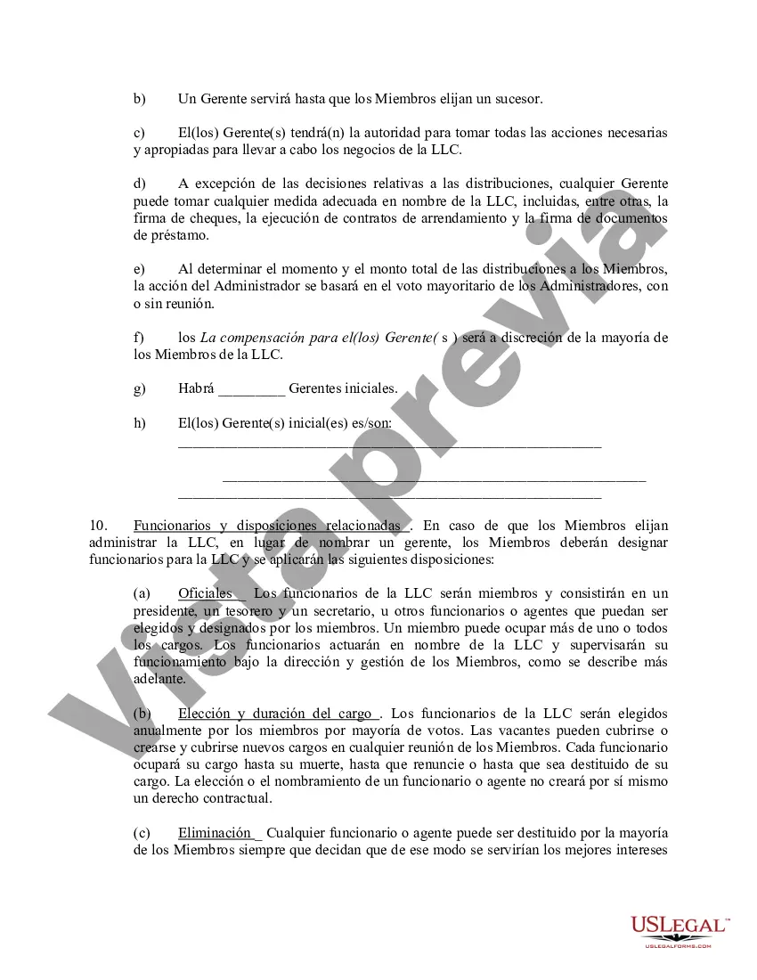 Preview Acuerdo Operativo de Sociedad de Responsabilidad Limitada LLC
