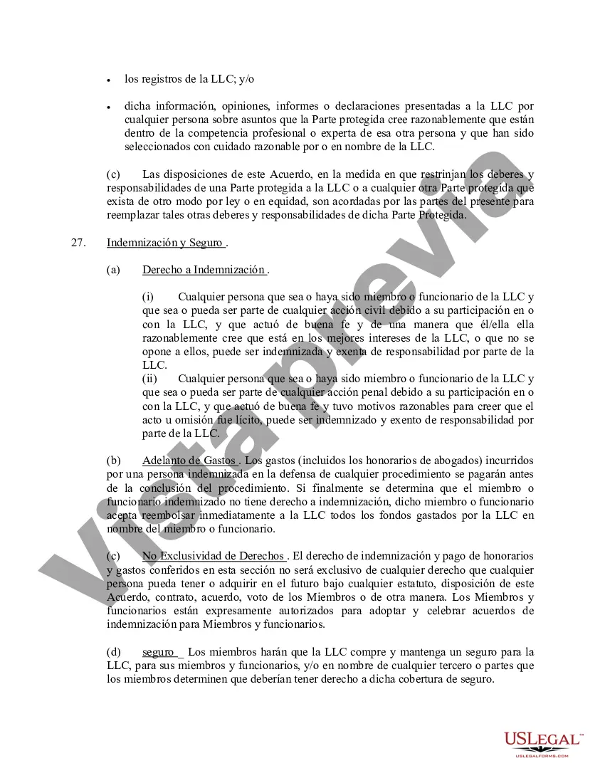 Preview Acuerdo Operativo de Sociedad de Responsabilidad Limitada LLC