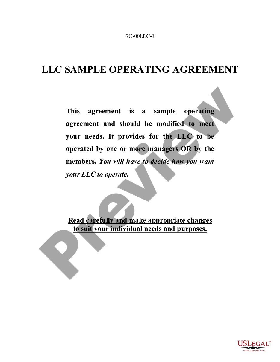 form Limited Liability Company LLC Operating Agreement preview