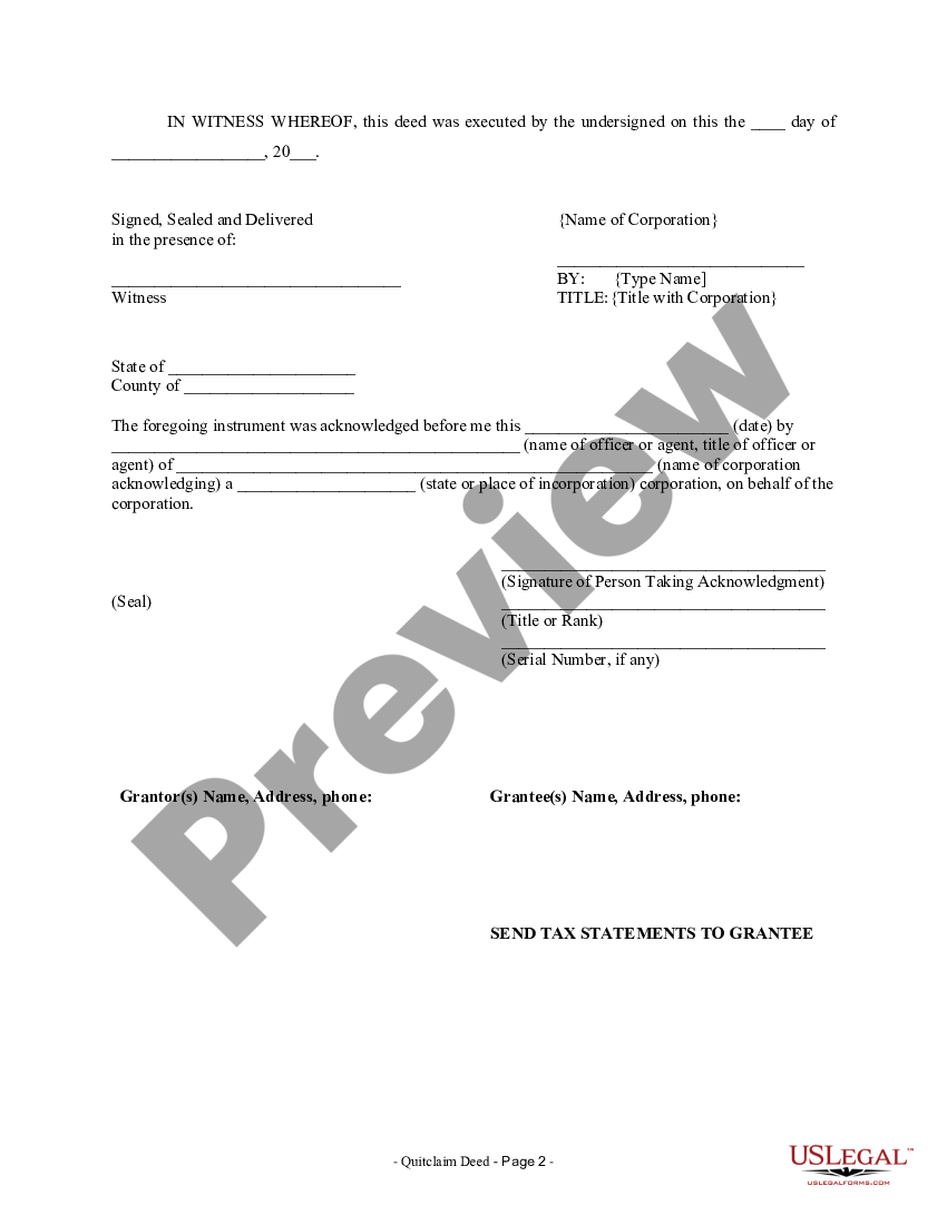 South Carolina Quitclaim Deed From Corporation To Two Individuals Us Legal Forms 8592