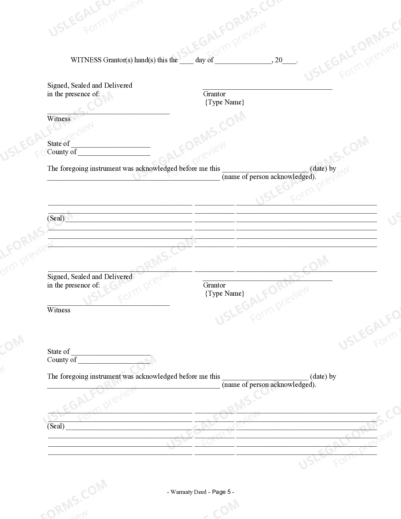 Preview Warranty Deed from Husband and Wife to a Trust