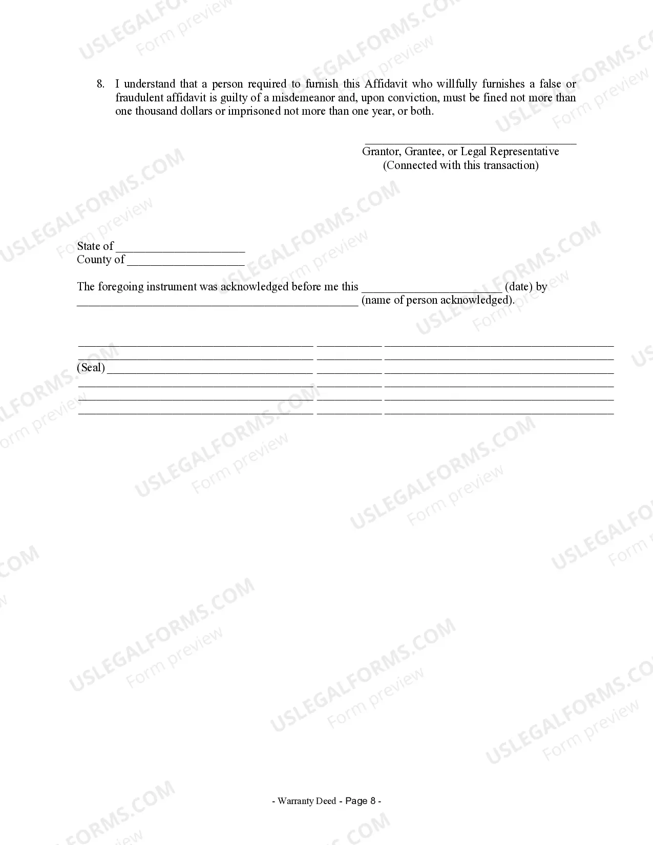 Preview Warranty Deed from Husband and Wife to a Trust