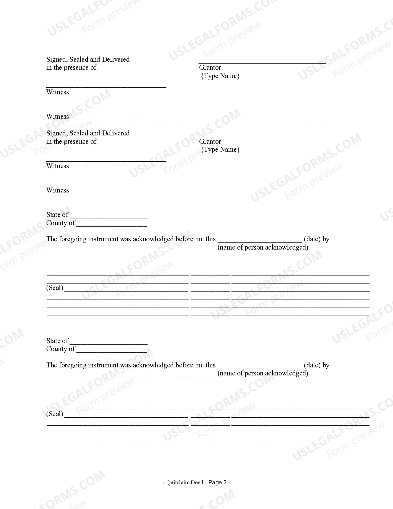 Preview Quitclaim Deed from Husband and Wife to Husband and Wife