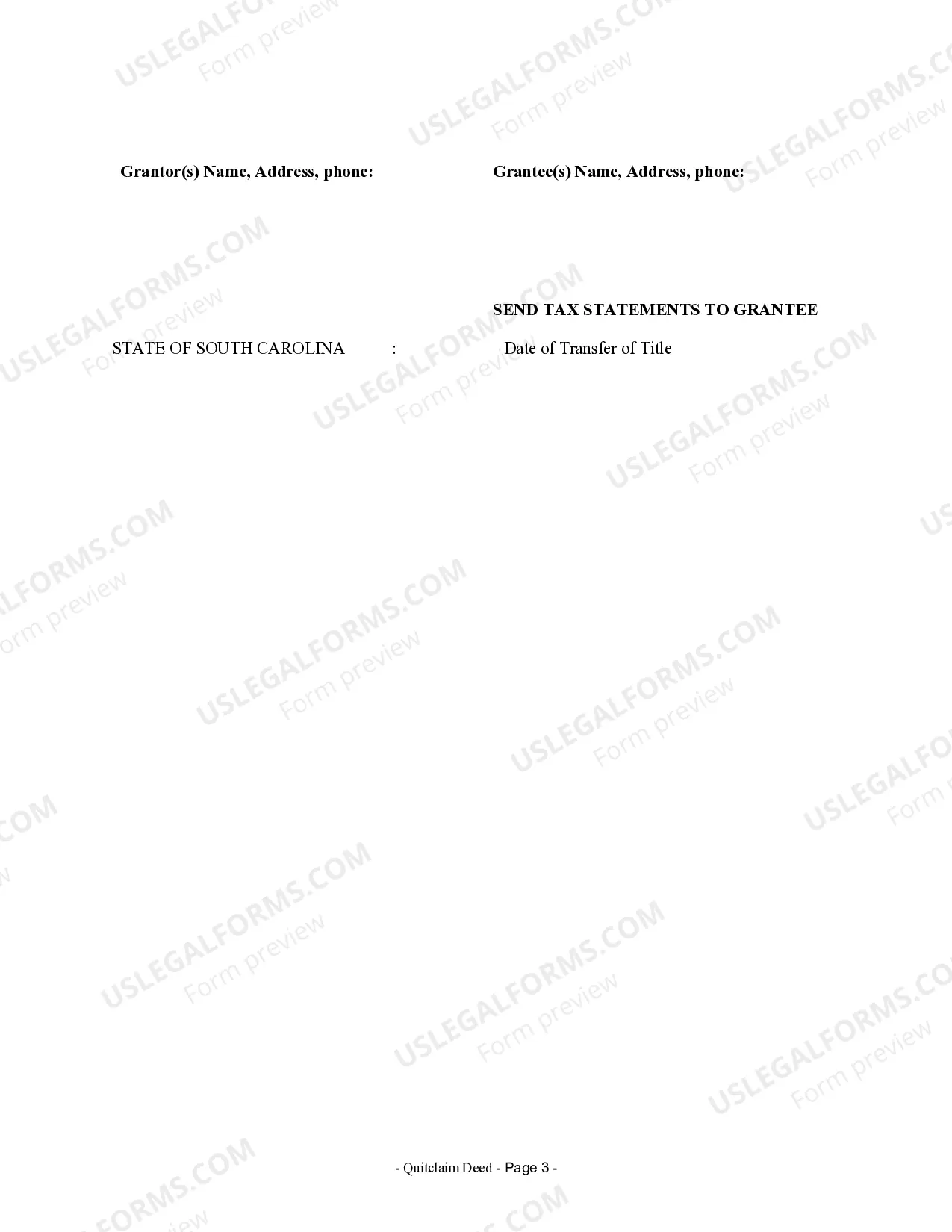 Preview Quitclaim Deed from Husband and Wife to Husband and Wife