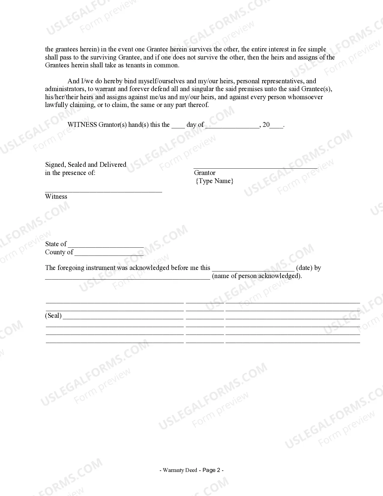 Preview Warranty Deed from Husband and Wife to Husband and Wife