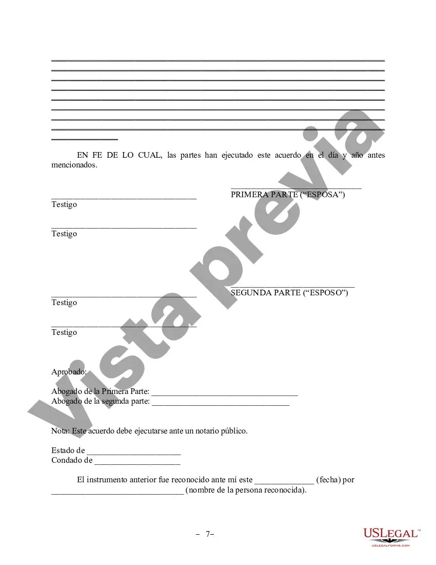 Preview Acuerdo de propiedad posnupcial - Carolina del Sur
