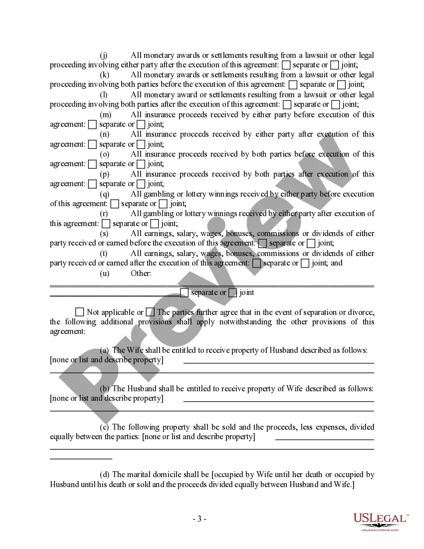 Preview Postnuptial Property Agreement