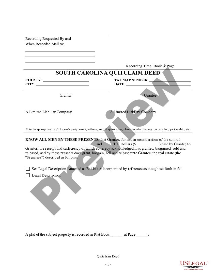 South Carolina Quitclaim Deed Quit Claim Deed Sc Us Legal Forms 3757