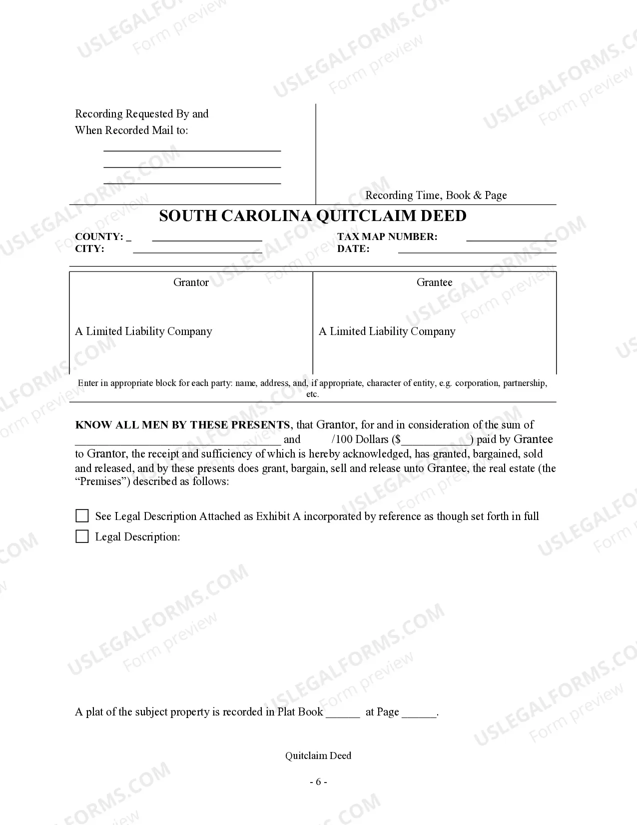 Preview Quitclaim Deed - Limited Liability Company to Limited Liability Company