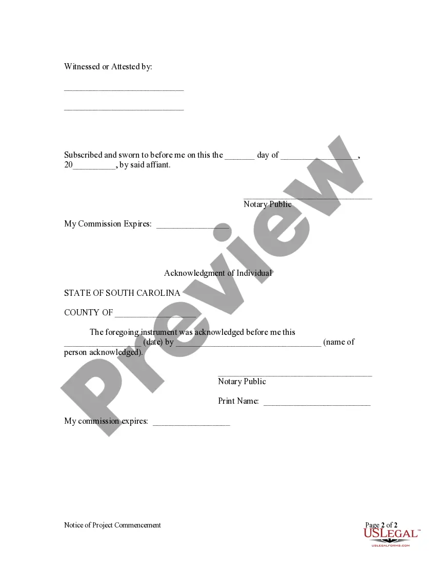 Preview Notice of Commencement - Individual