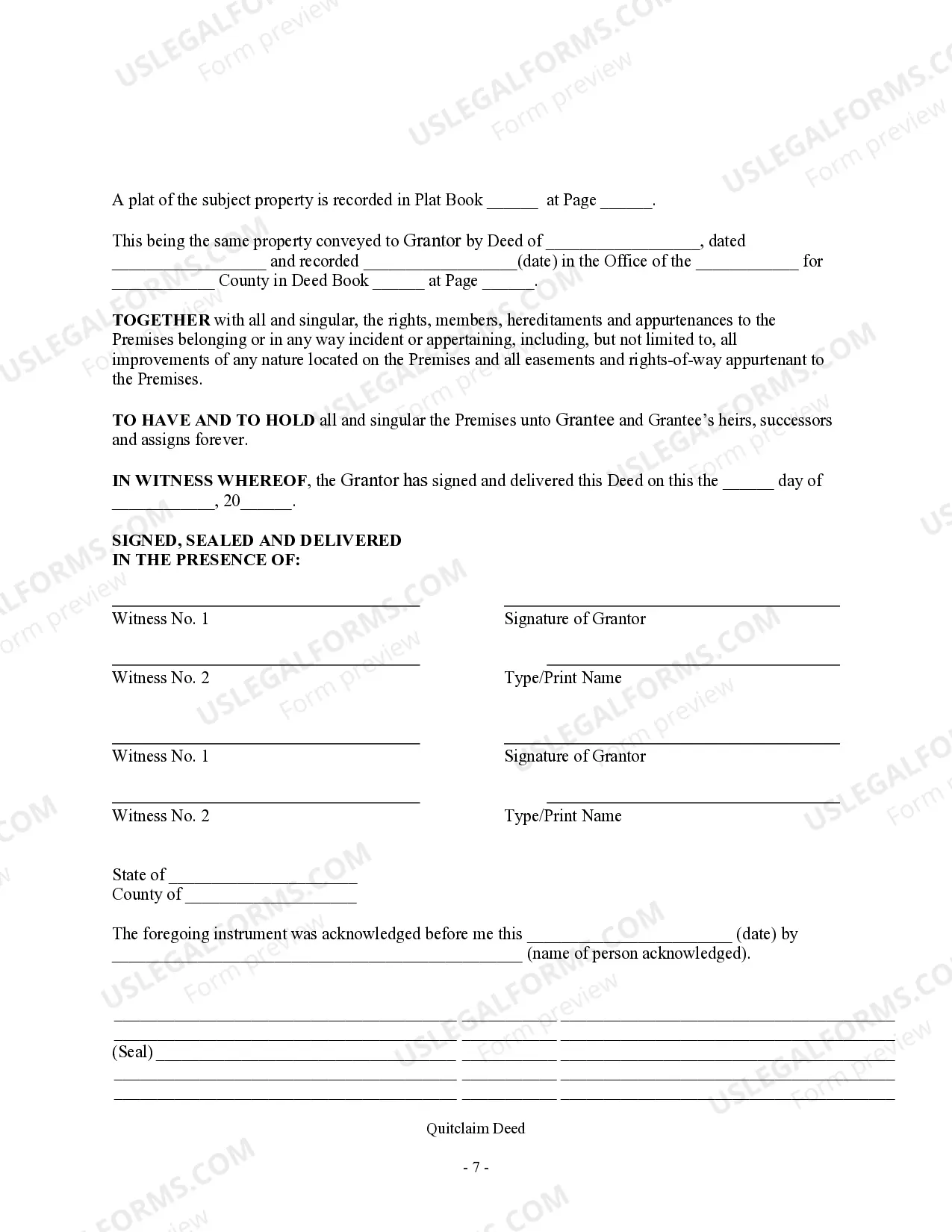 Preview Quitclaim Deed - Two Individuals to Two Individuals