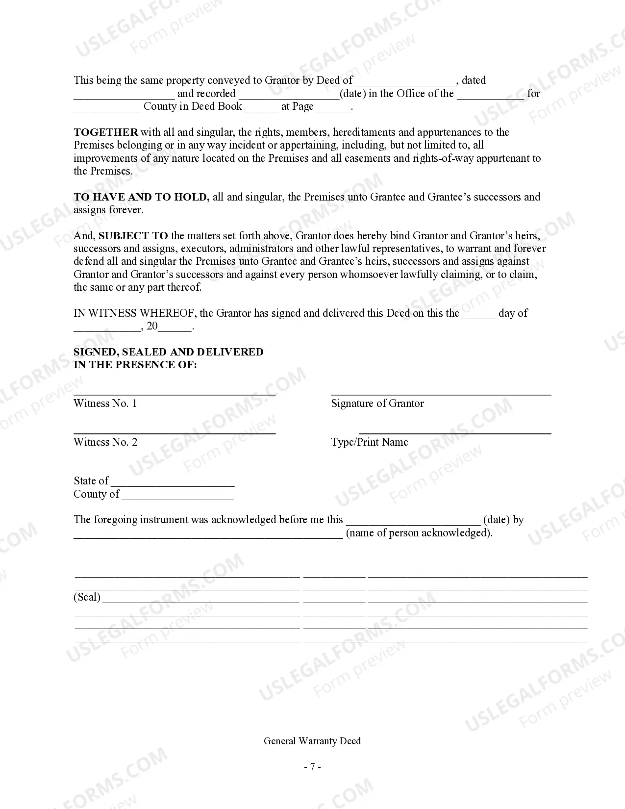 Preview Warranty Deed - Individual to Limited Liability Company