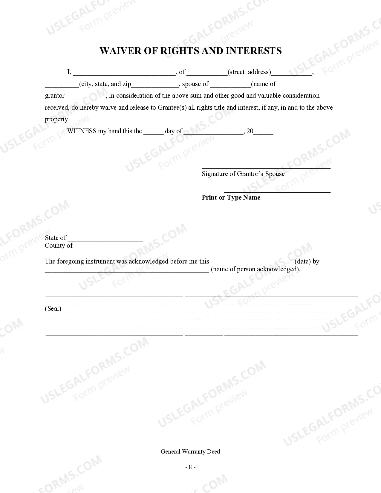 Preview Warranty Deed - Individual to Limited Liability Company