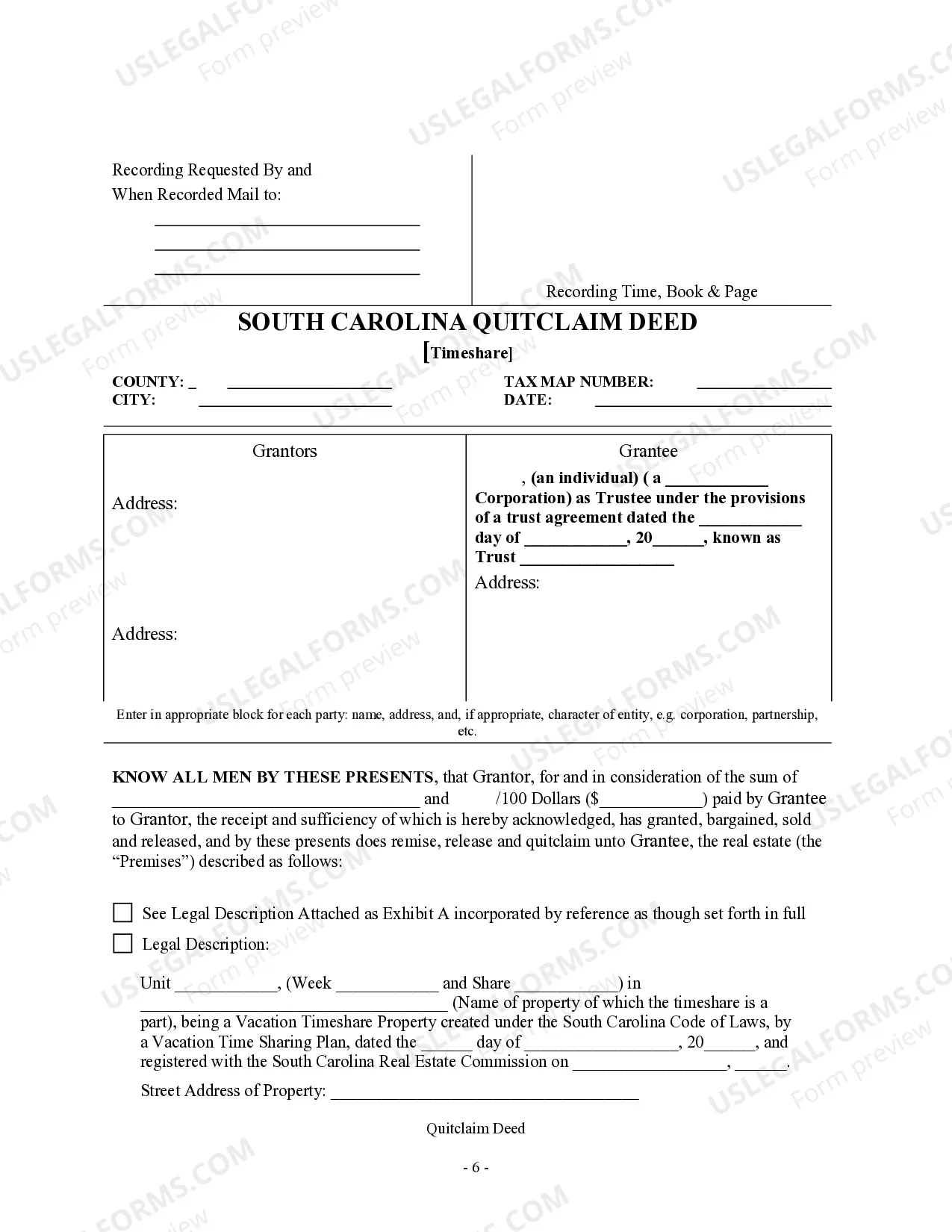 Preview Quitclaim Deed - Timeshare - Two Individuals to a Trust