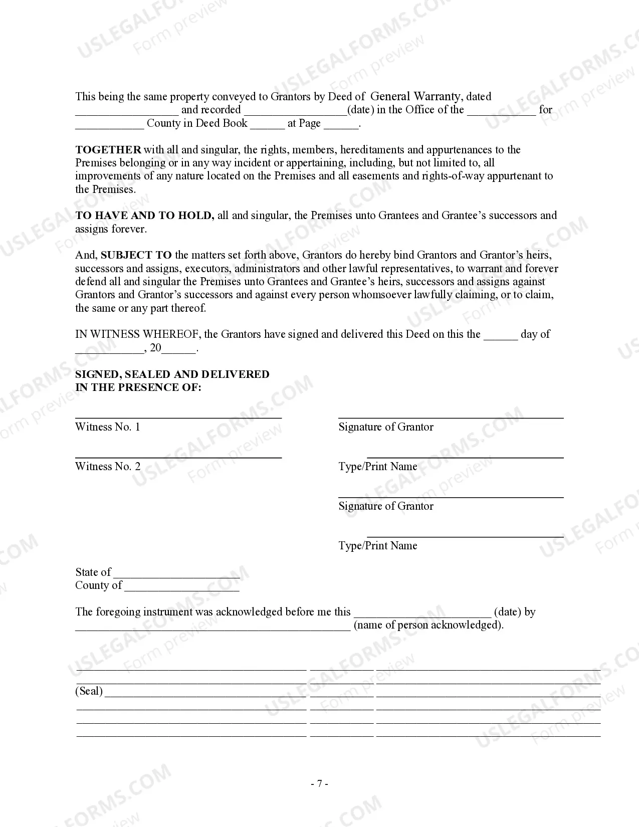 Preview General Warranty Deed - Husband and Wife to Three Individuals as Joint Tenants