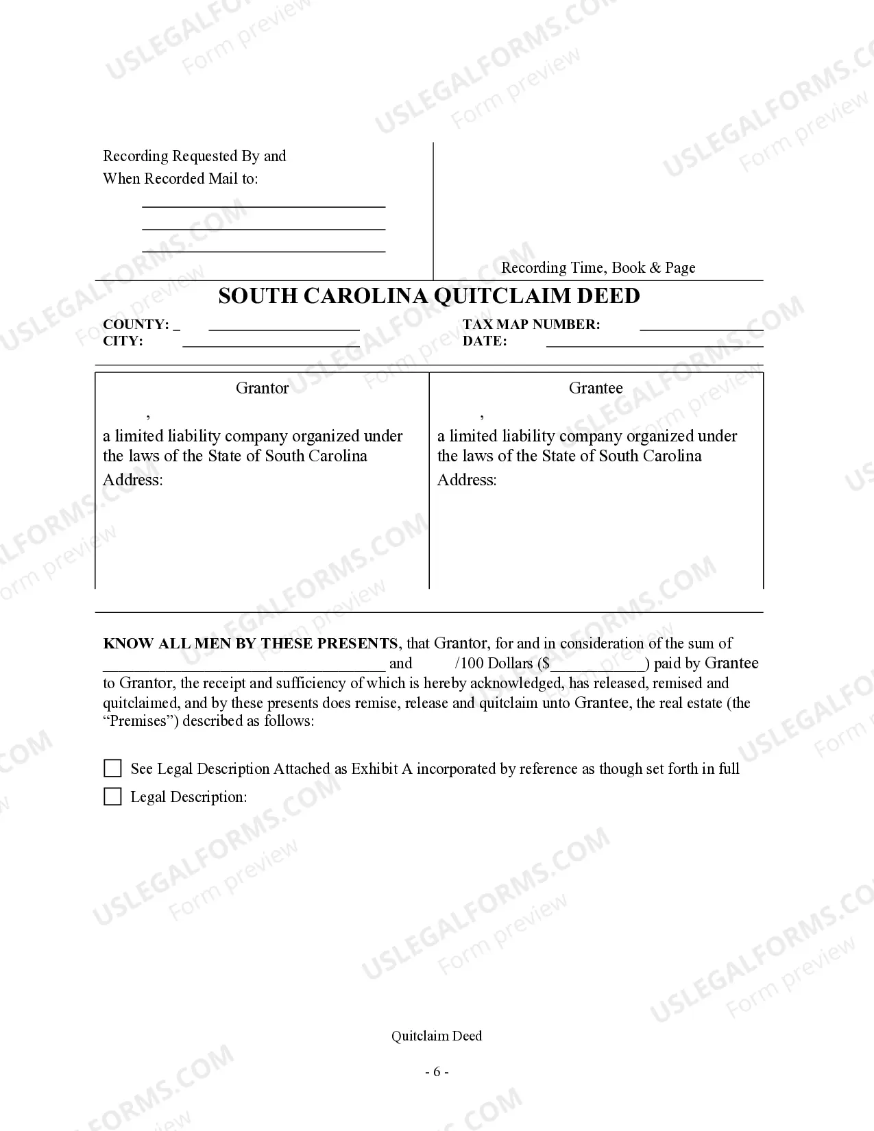 Preview Quitclaim Deed from Limited Liability Company to Limited Liability Company